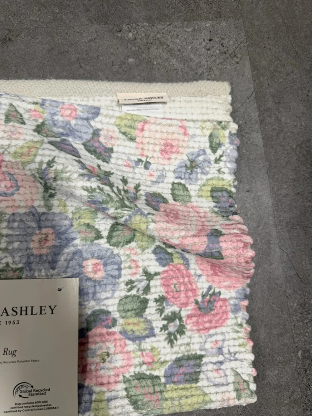 Laura Ashley Pastel Floral Bath Rug ~ 17x24”